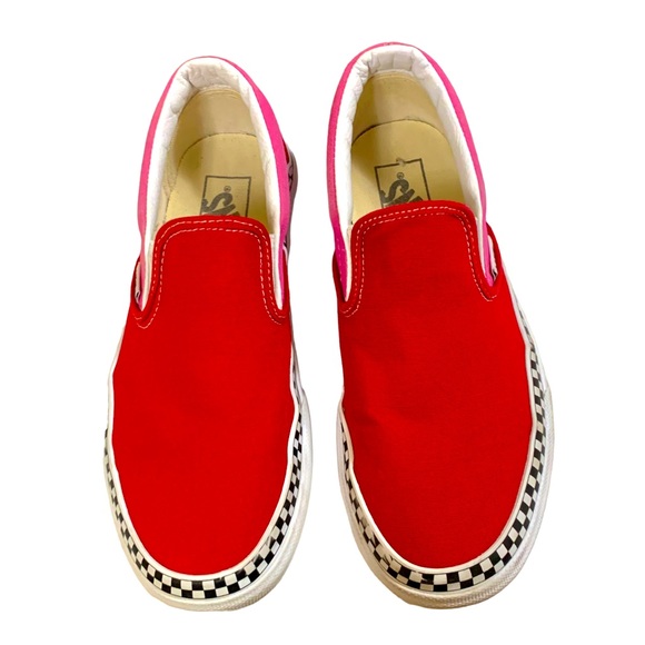 VANS CLASSIC SLIP-ON PLATFORM 2 TONE/CHILLI PEPPER/FUCHSIA PINK BOYS 5.5 GIRLS 7 - Picture 4 of 11